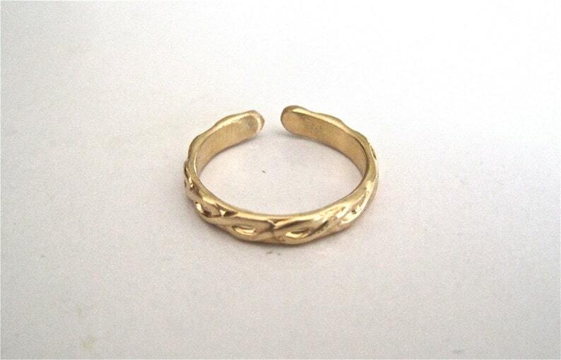 Women’s 925 Solid Metal Band Adjustable Toe Ring Gold Plated Silver