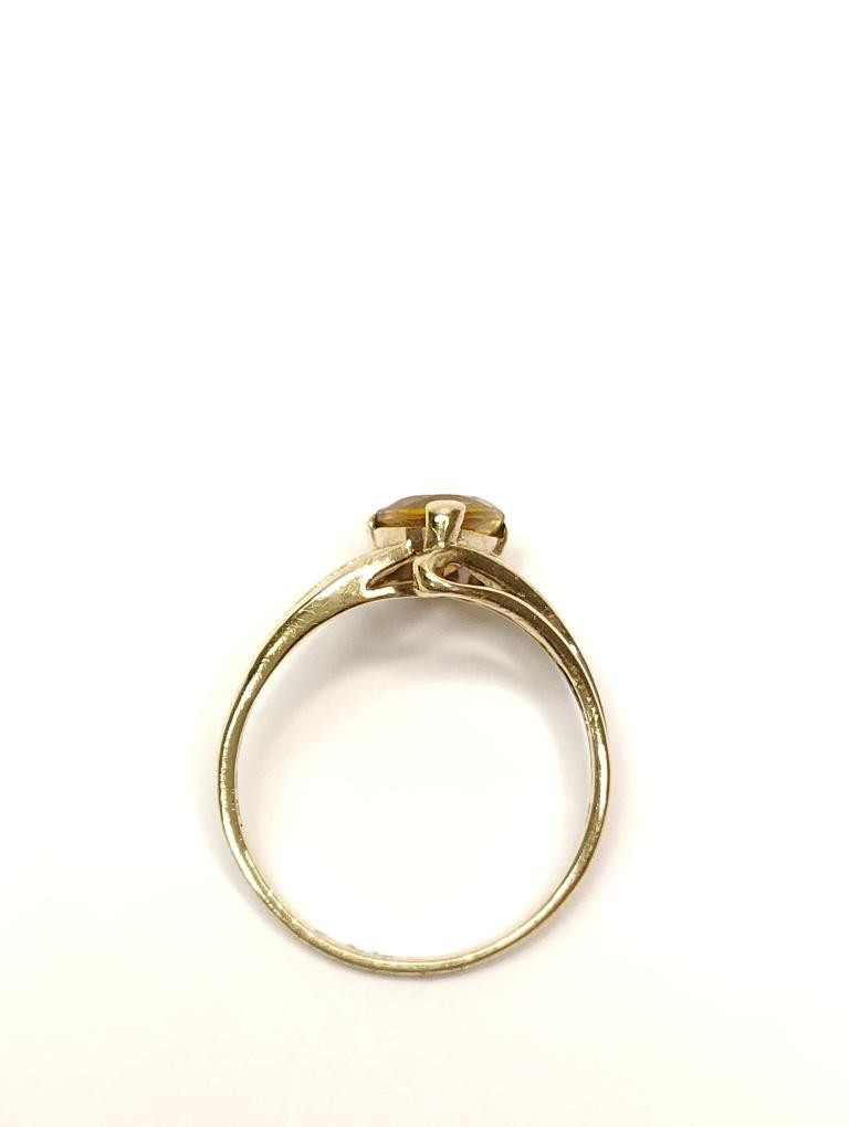 10K Yellow Gold Trillion Cut Syn Citrine & Round Brilliant Cut Diamo (SB1127155)