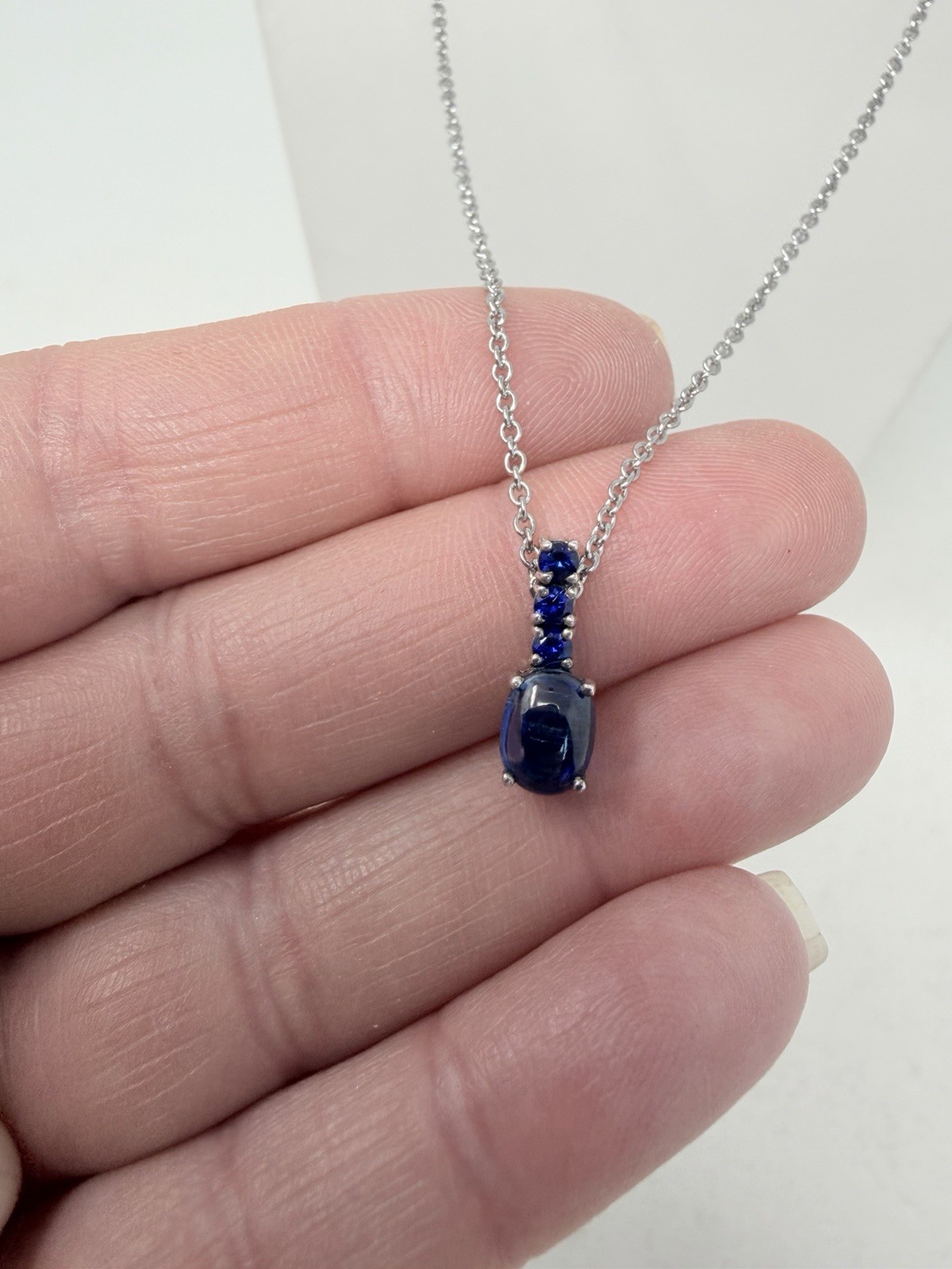 Shop LC Himalayan Kyanite/Lab Created Blue Sapphire Oval Pendant & Chain 5449
