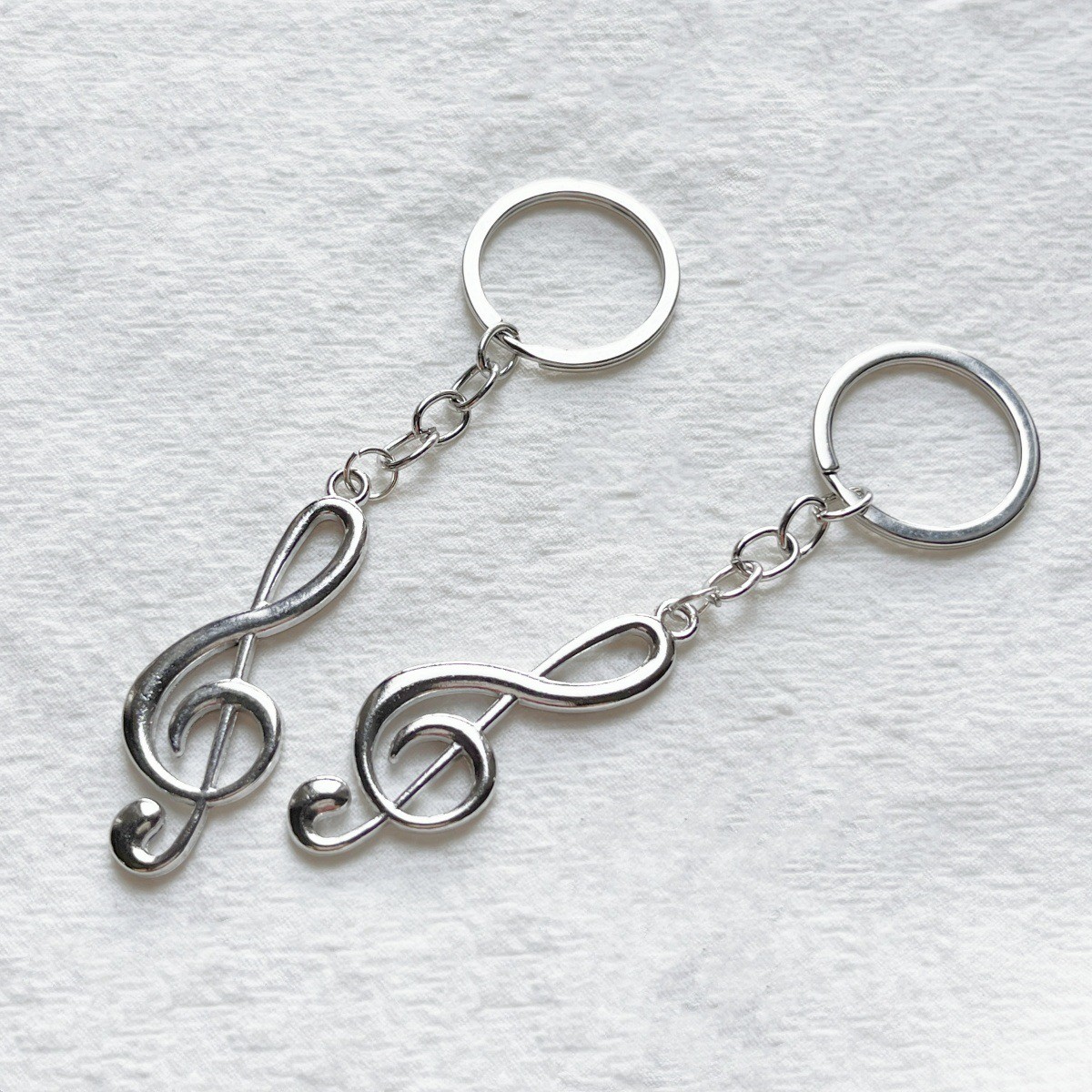2X Creative Silver Color Music Symbol Metal Keychain Ring Keyring Key Fob