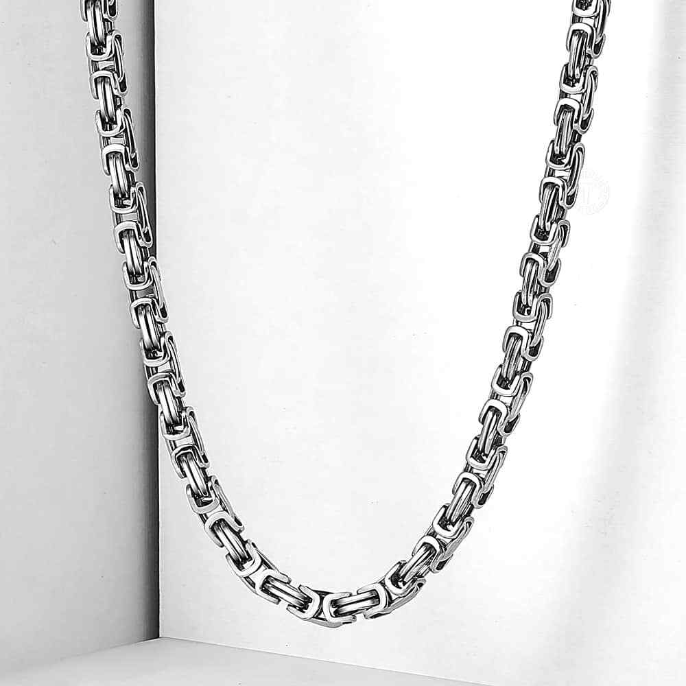 5mm Stainless Steel Necklace Byzantine Box Link Mens Chain 18″-24″