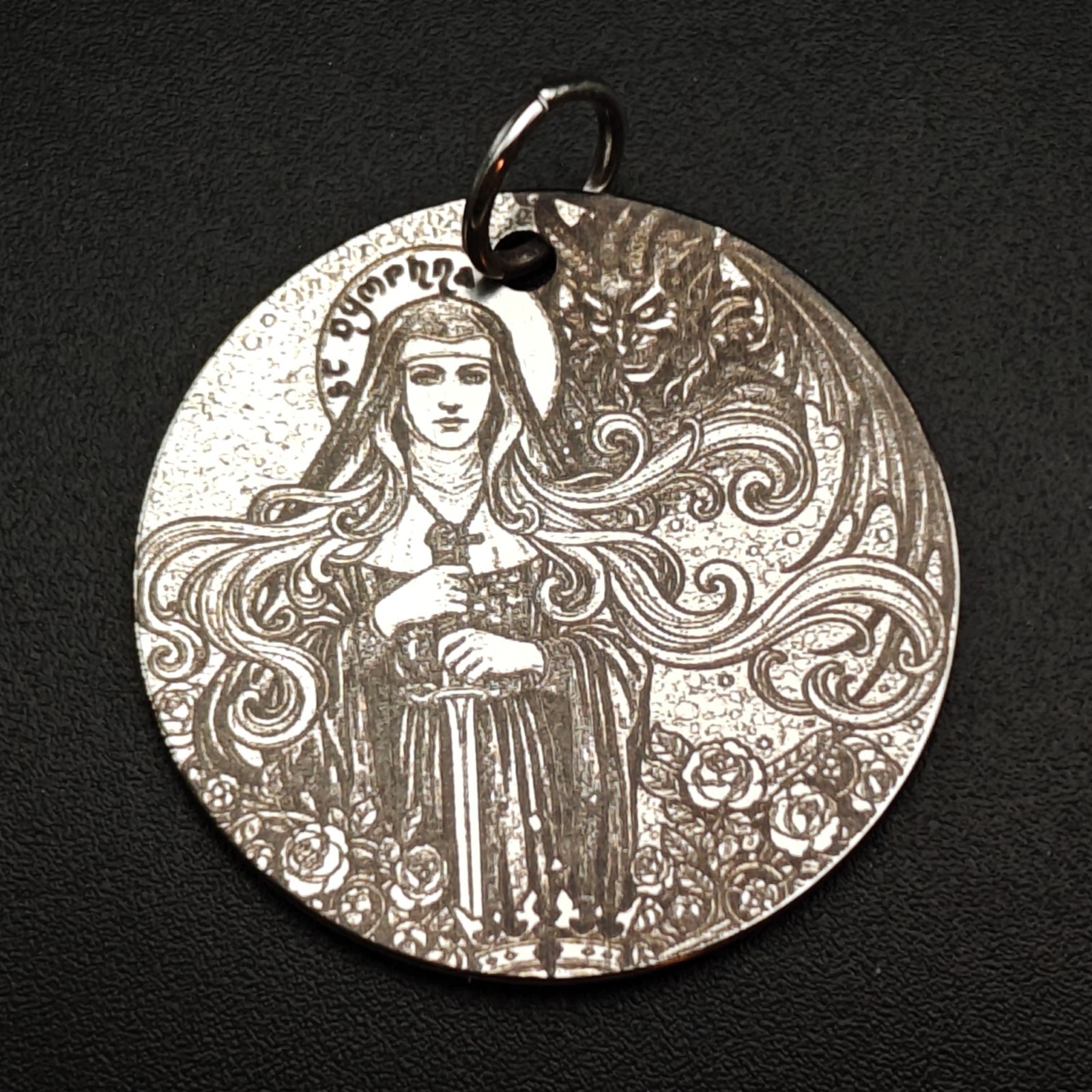St Dymphna Medal 30mm, Personalized Saint Dymphna Pendant 30mm