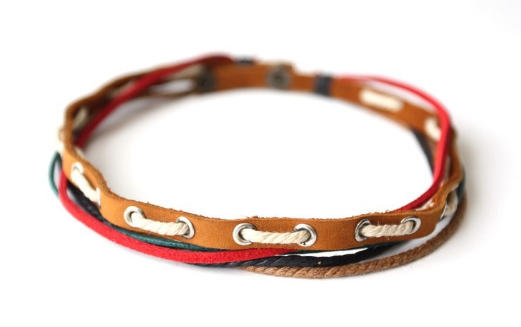 NEW Leather Hemp 2-in-1 Choker Necklace Bracelet Wristband Wrap Cuff Surfer 15″