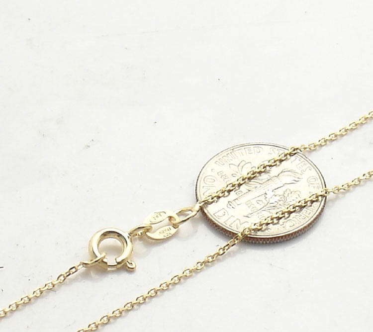 Technibond 1mm Cable Rolo Chain Necklace 14K Yellow Gold Clad Sterling Silver