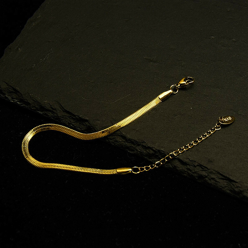 NEW 18K Yellow Gold Plated 3MM Flat Curb Chain Solid Link Bracelet Mens & Womens