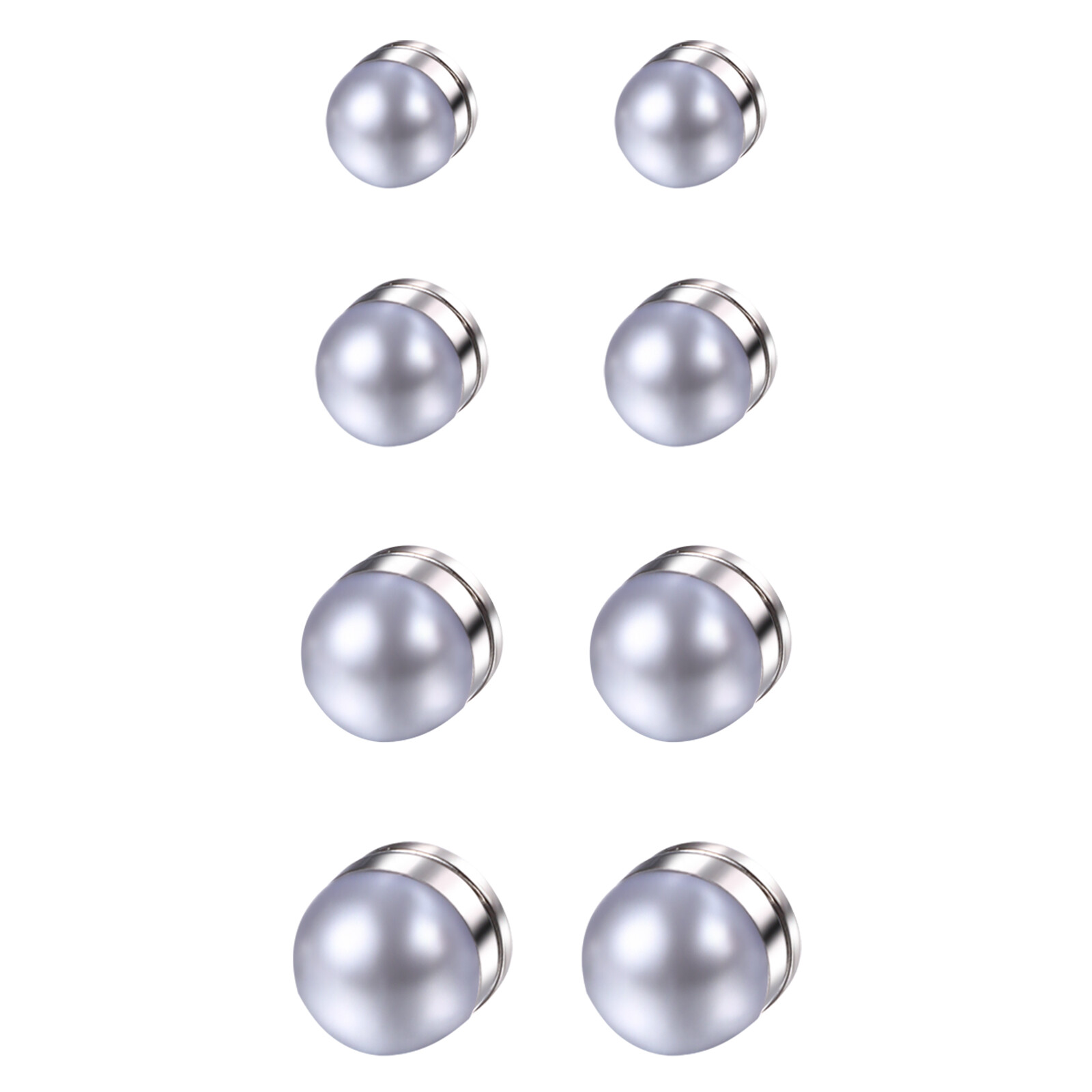 4 Pairs Synthetic Pearl Magnetic Stud Earrings Non Piercing Clip on Women Set