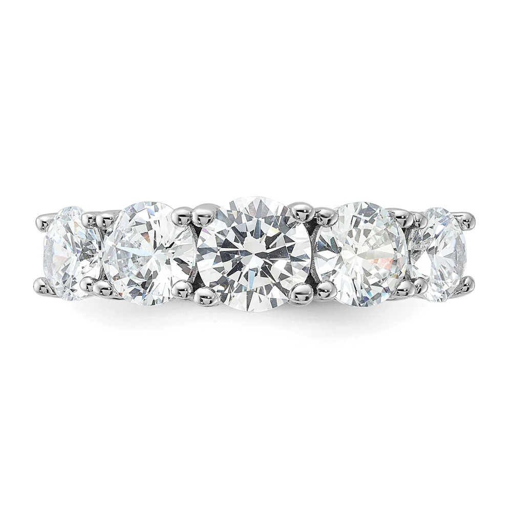 Sterling Silver Rhodium-Plated CZ 5-Stone Ring