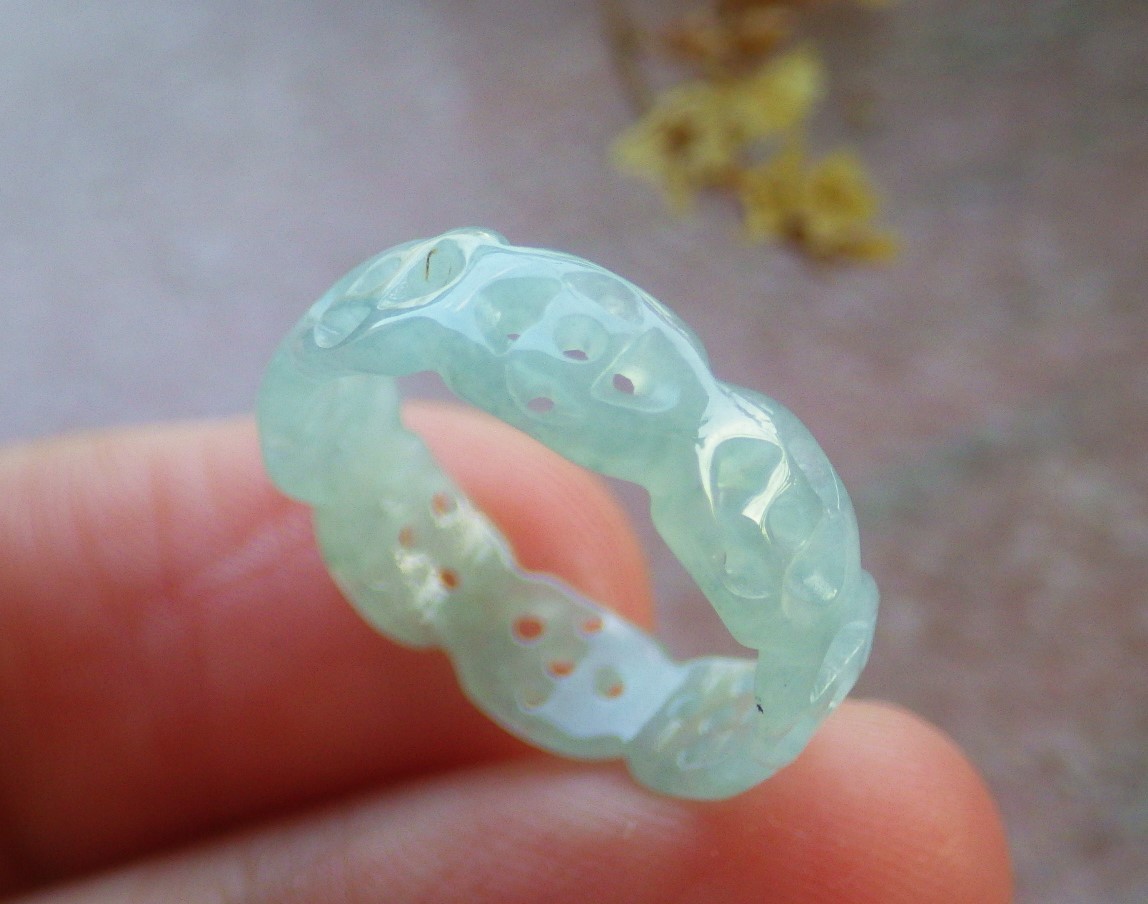 Video Certified Green Natural A Jadeite Jade Money Coin Ring NO. 4.25 # 132546