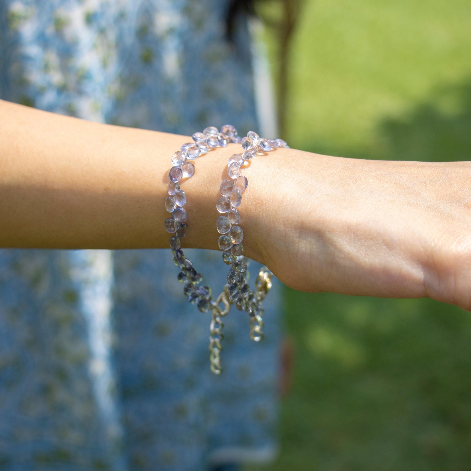 Tanzanite Faceted Beads Bracelet, 5×5.5 mm, Pear Shape Beaded Bracelet, Handmade