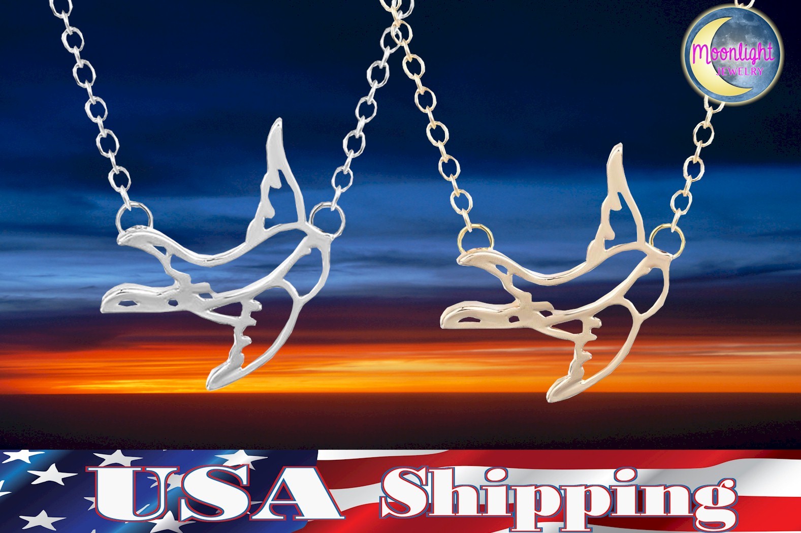 New Sparrow Swallow Tattoo Style Pendant Metal Silver Gold Color Necklace