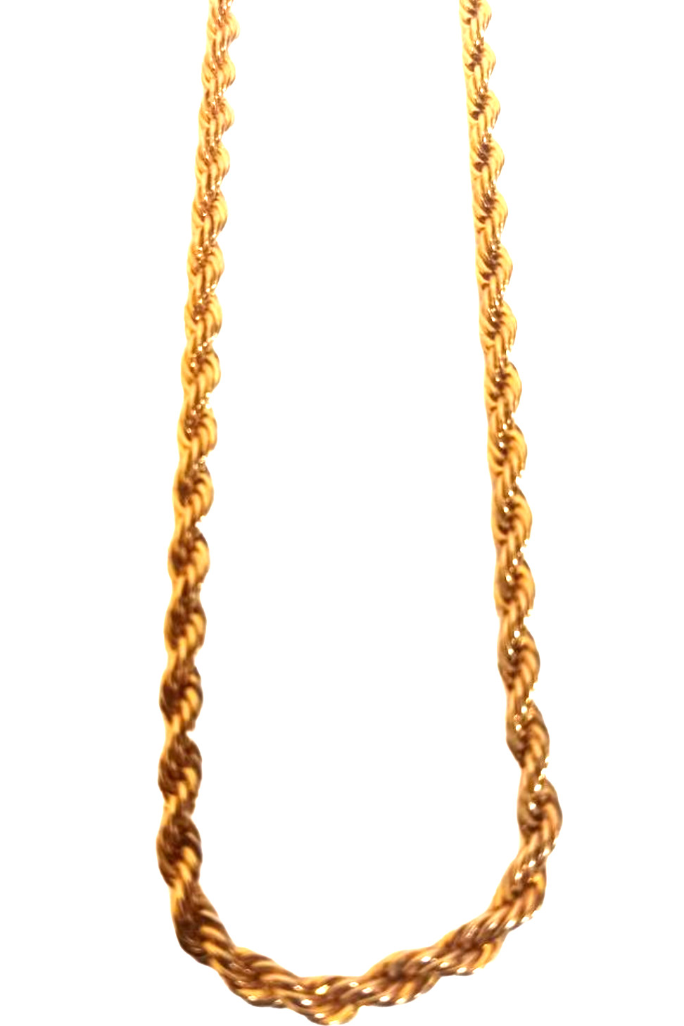 Rope Chain Retro Jewelry Necklace Womens 18″ Gold Tone Snap Lock Everyday Sleek