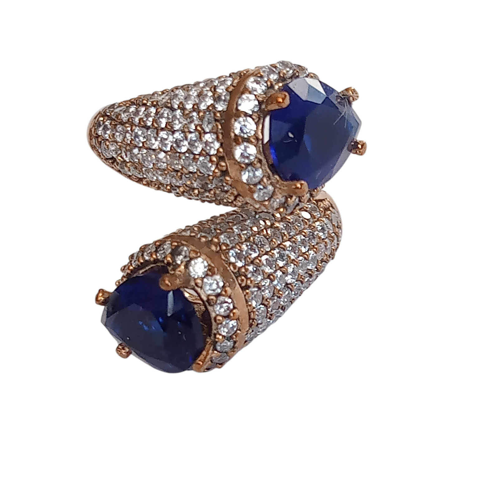 Sapphire Topaz 925 Sterling Silver and Bronze Handmade Hurrem Sultan Ring Size 7