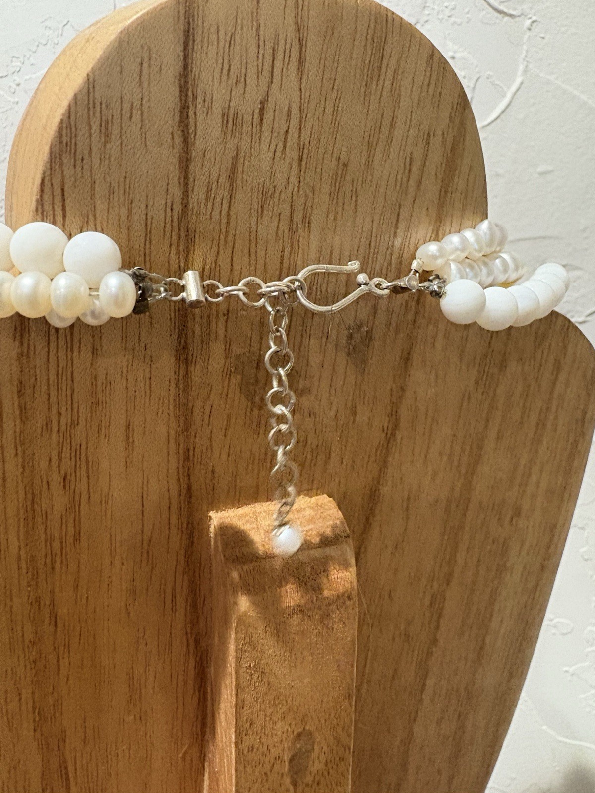 Pearl Necklace 3-Strand Baroque & Uniform Natural Pearls Opalite Beads 16”