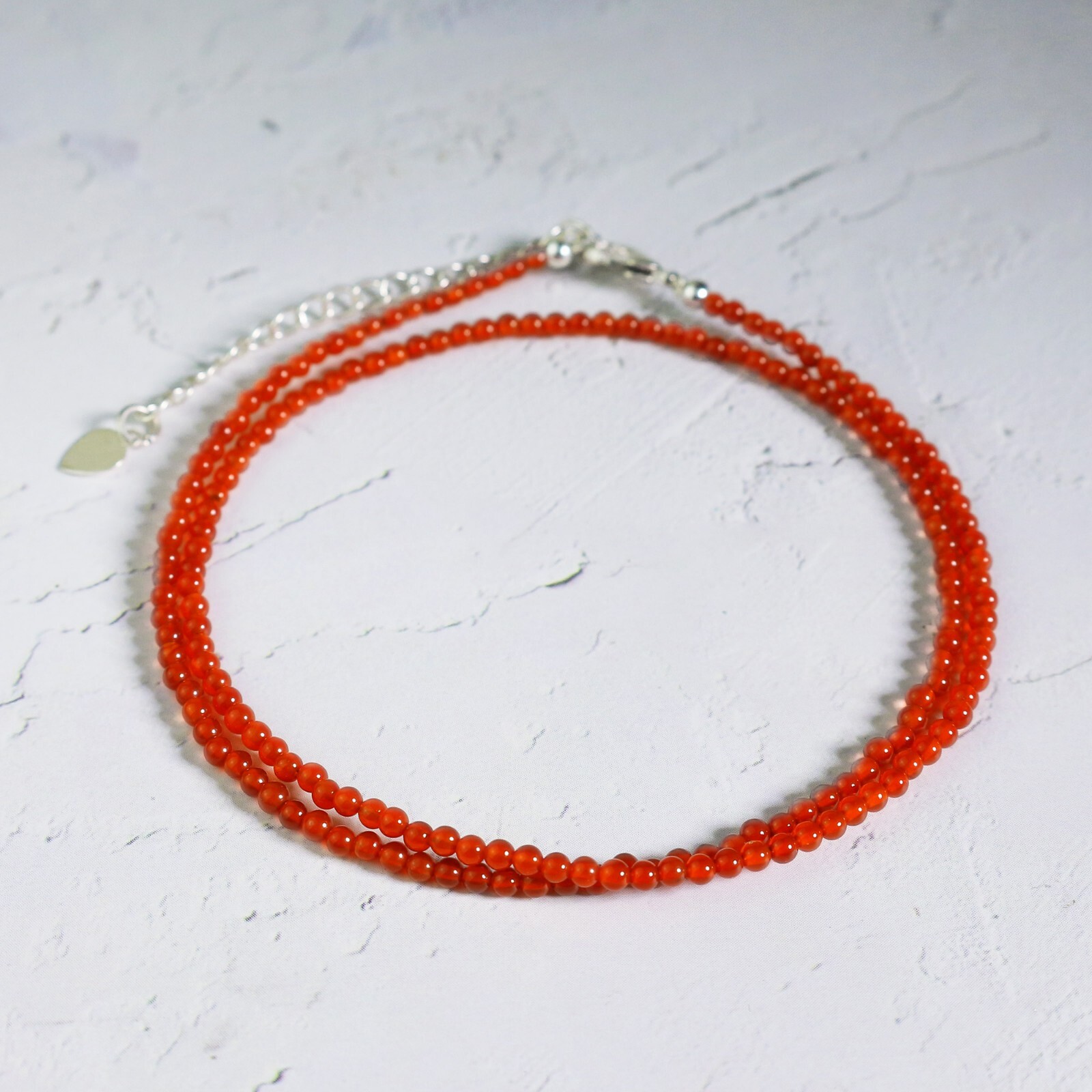 Red Onyx Beaded Necklace for her, Delicate Stone Choker Healing Crystal Necklace