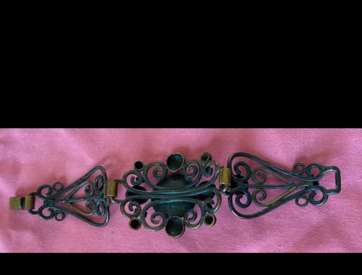 Vintage artisan copper necklace 29.5 In With 2 3/4in Pendant & Bracelet 6 1/2 In