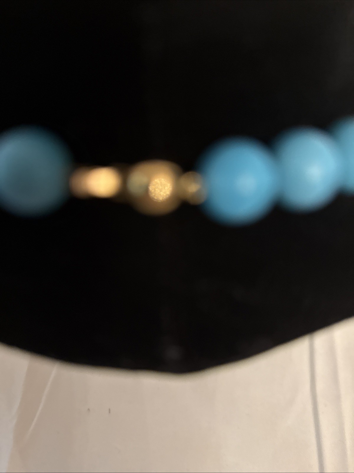 Turquoise Gemstone Bead Necklace Blue Round Stone Beaded Unbranded 18″