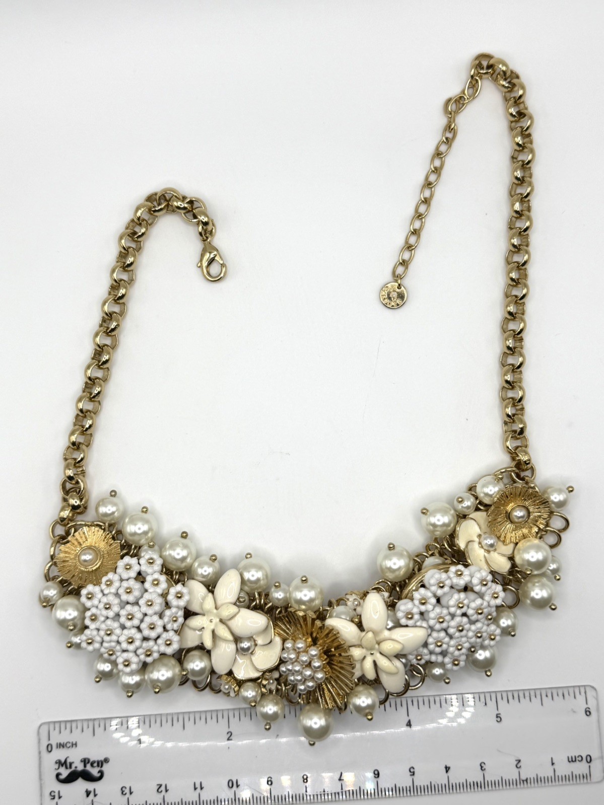 Talbots White Floral Chunky Statement Necklace~Signed