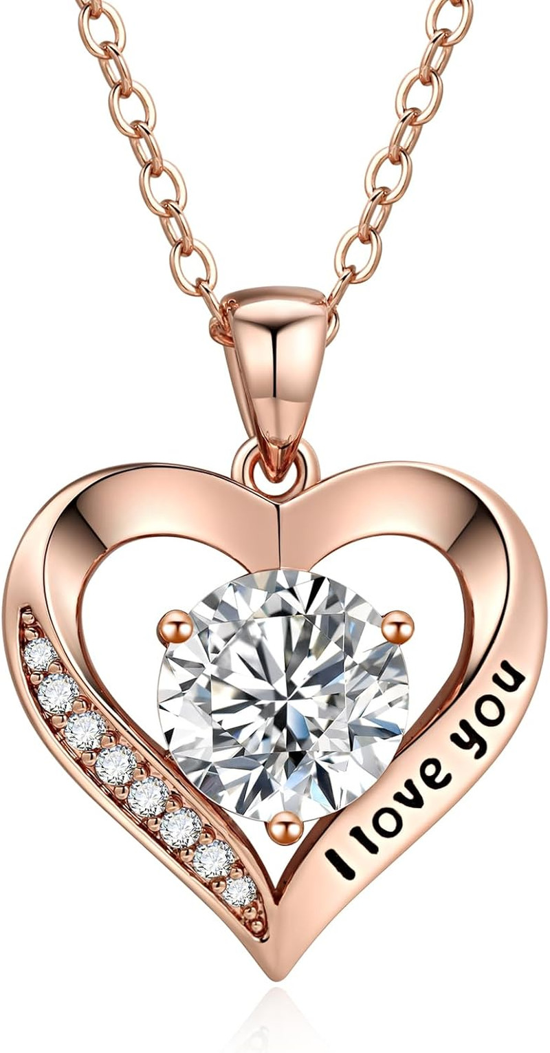 18K Gold Plated Moissanite Heart Cross Necklace for Women Anniversary Birthday G