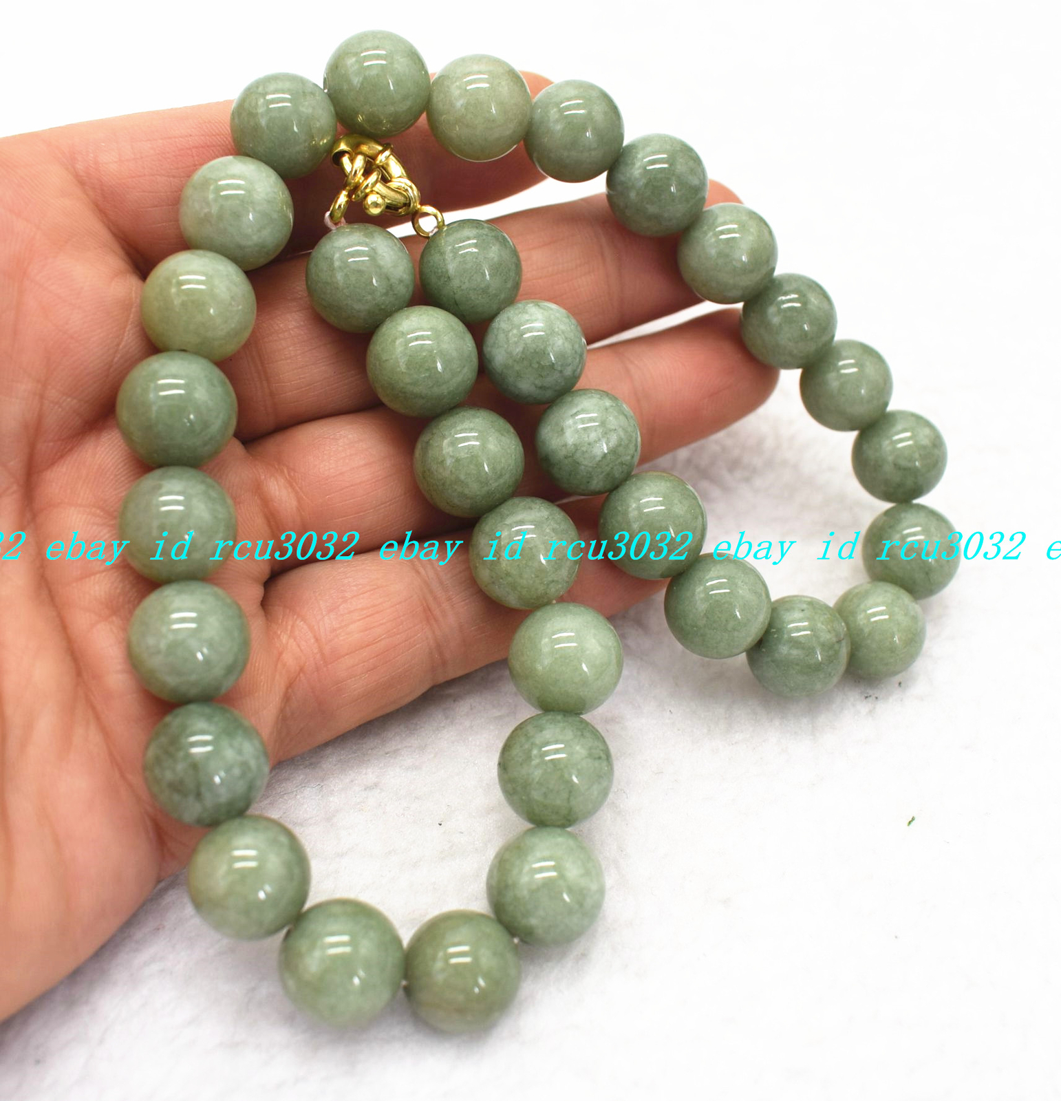 Huge Pretty Natural 12mm A Green Jade Gemstone Round Beads Necklace 16-50in