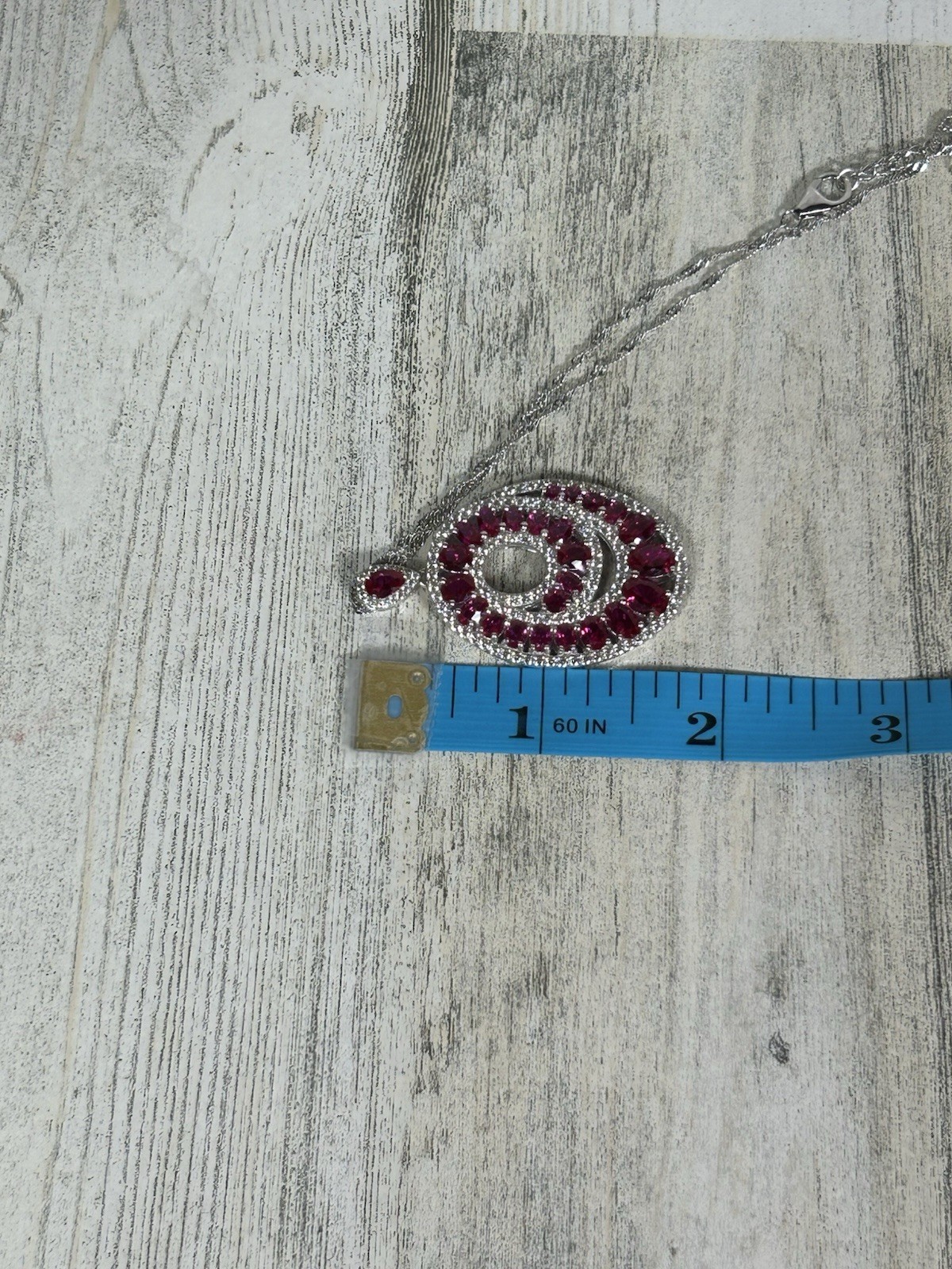 JTV Red Lab Created Ruby Rhodium Over SIlver Pendant And Chain