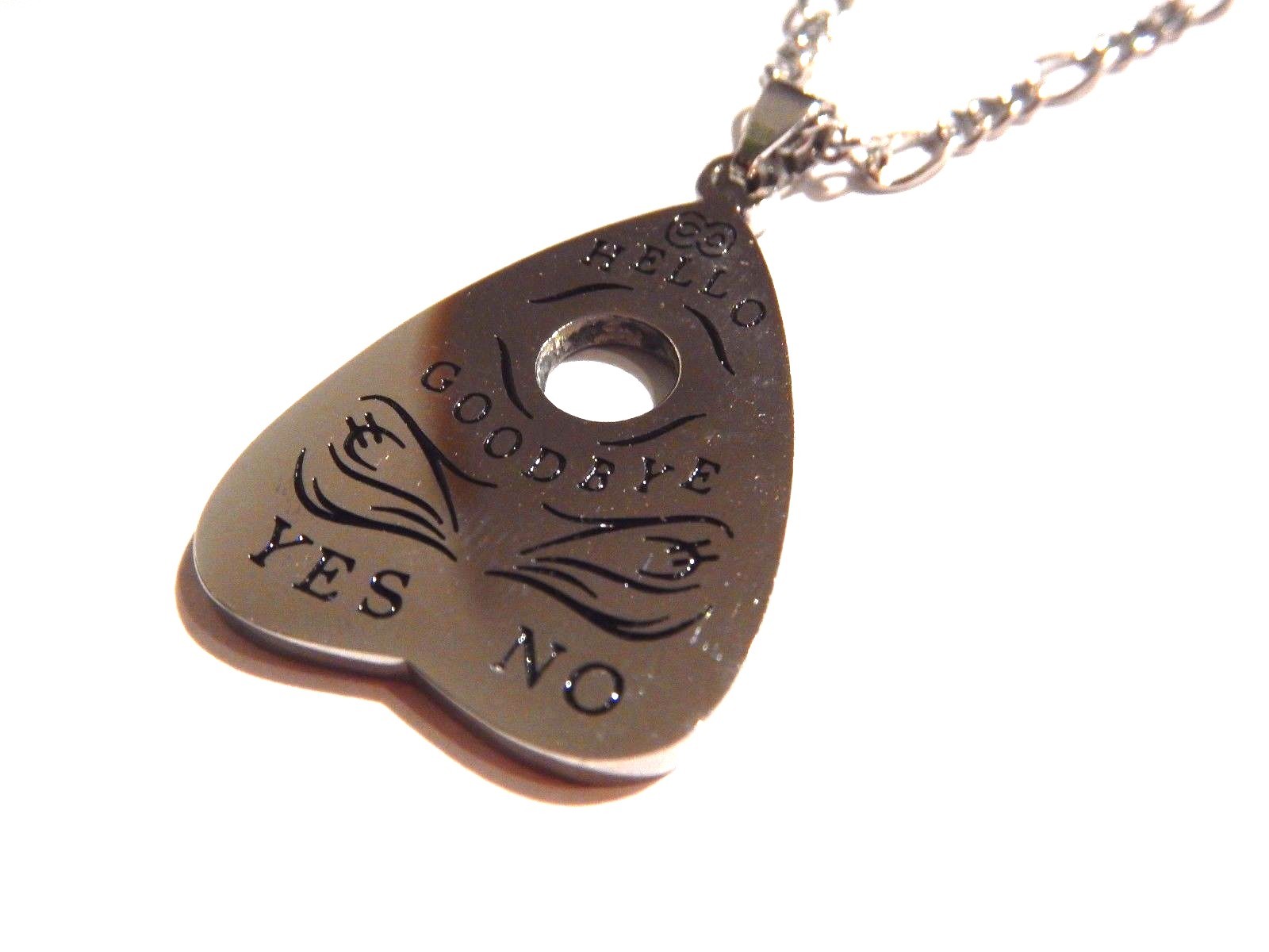 STEEL OUIJA BOARD PLANCHETTE NECKLACE gothic occult spirit ghost pendant O2