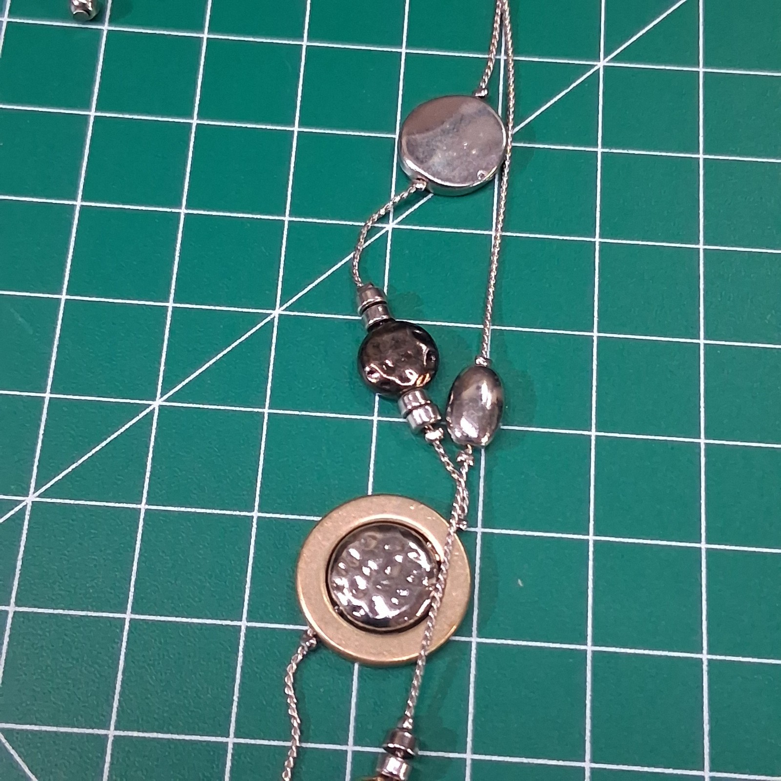 Stainless Steel & Brass Gyroscope Design 2-Tier 20” Snake Chain Necklace