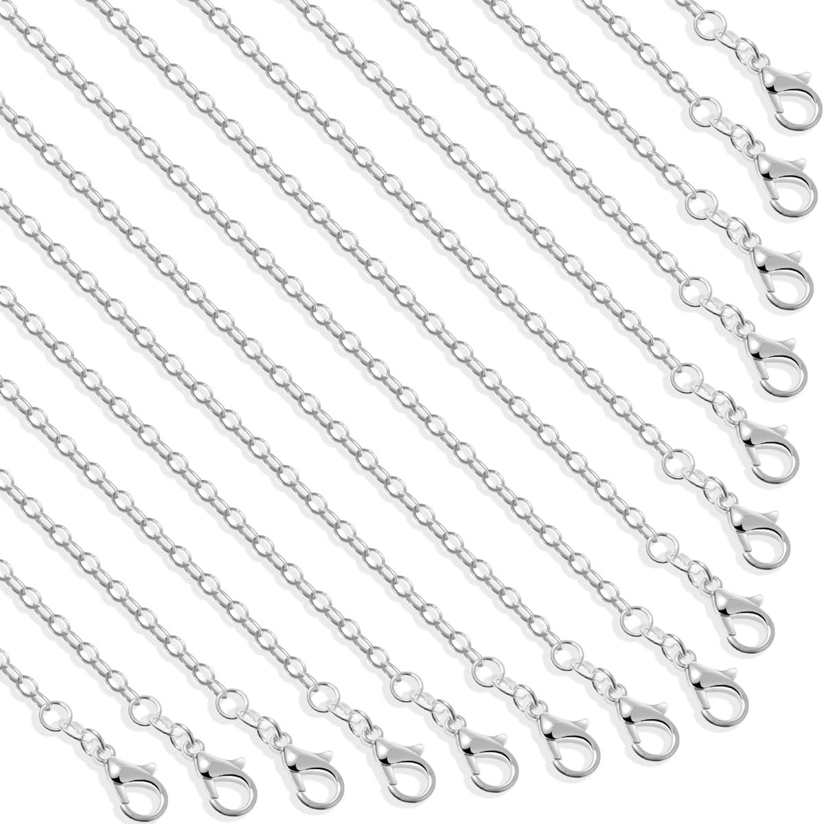 30 Pack Jewelry Making Chains Necklace Chain Bulk Silver Plated Necklace Chai…