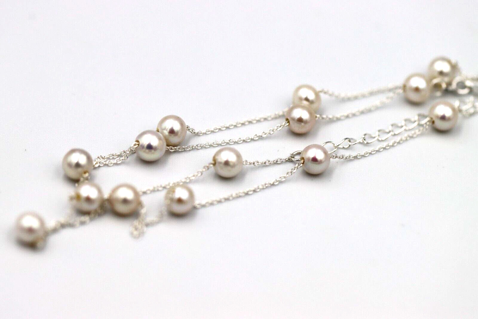 Genuine Sterling Silver Freshwater Cultured Pearl Necklace – 42cm + 5cm Extender