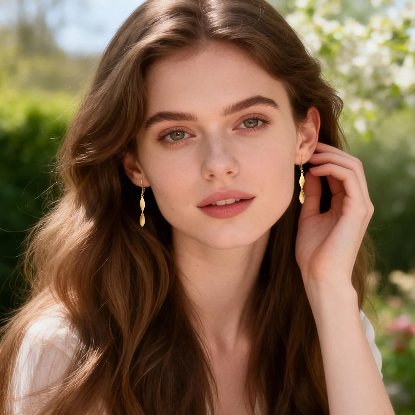 14K Gold Twisted Dangle Drop Earrings for Women Hypoallergenic Handmade Gold …