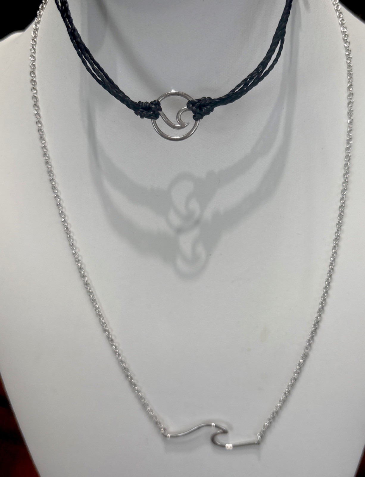 Minimalist Wave Shape Necklace Dainty Silver Ocean Inspired 17” W/ Bracelet NWT