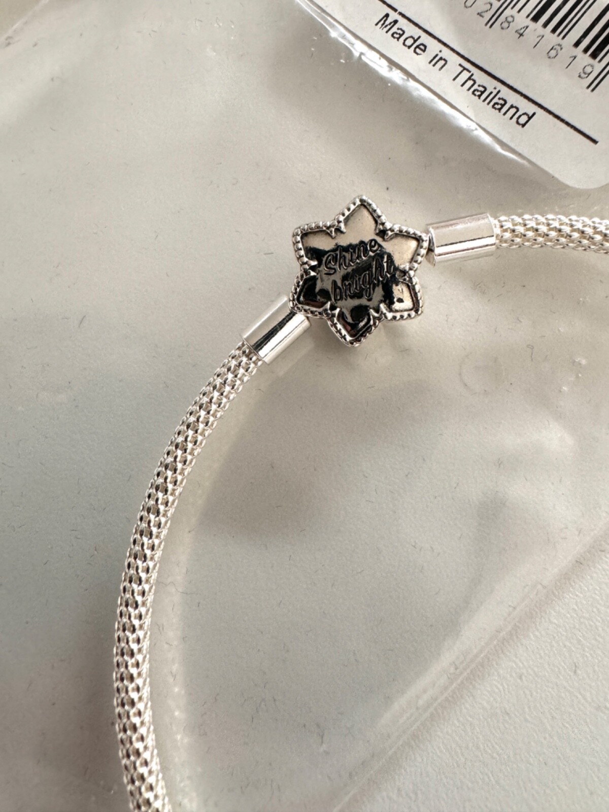 Authentic Pandora Moments Bright Snowflake Mesh Bracelet 598616C01 Sz 8.3”/21cm