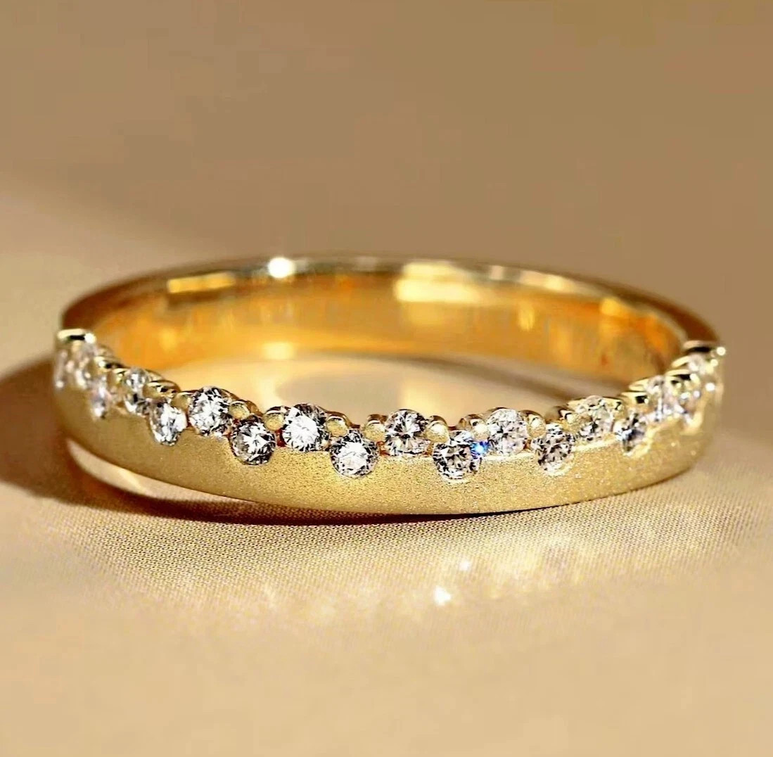 1.50 Ct Round Simulated Diamond Unique Engagement Ring 14k Yellow Gold Plated