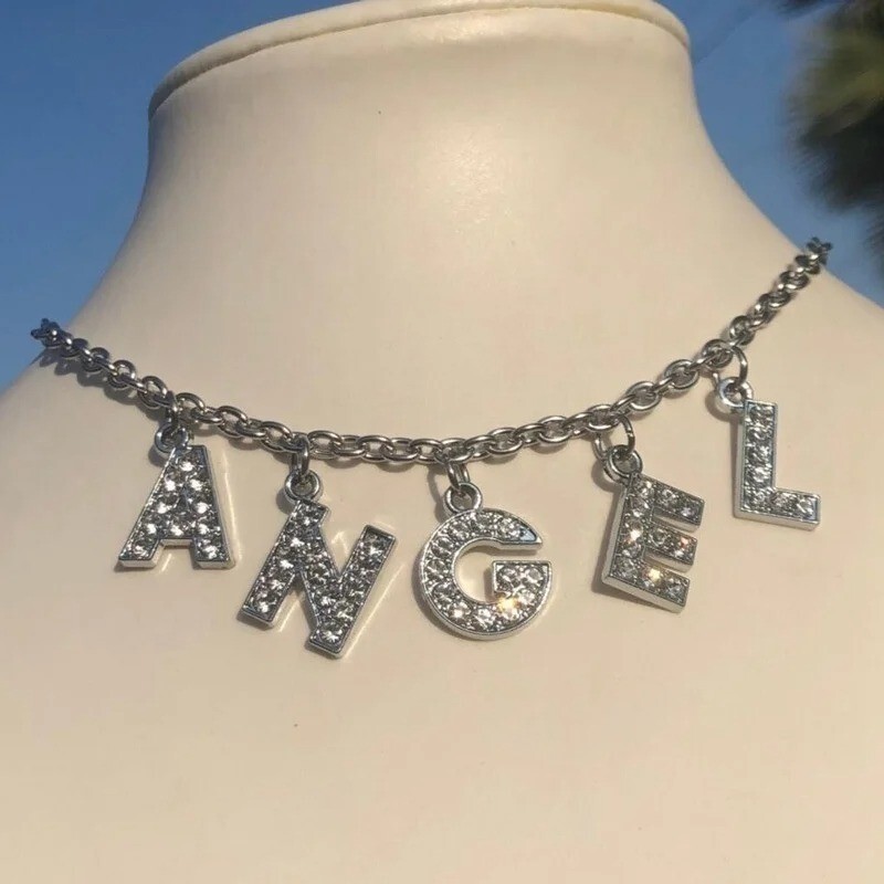 Letter Bitch Pendant Necklace Girls Daddy ANgel Necklaces Choker Women Jewelry