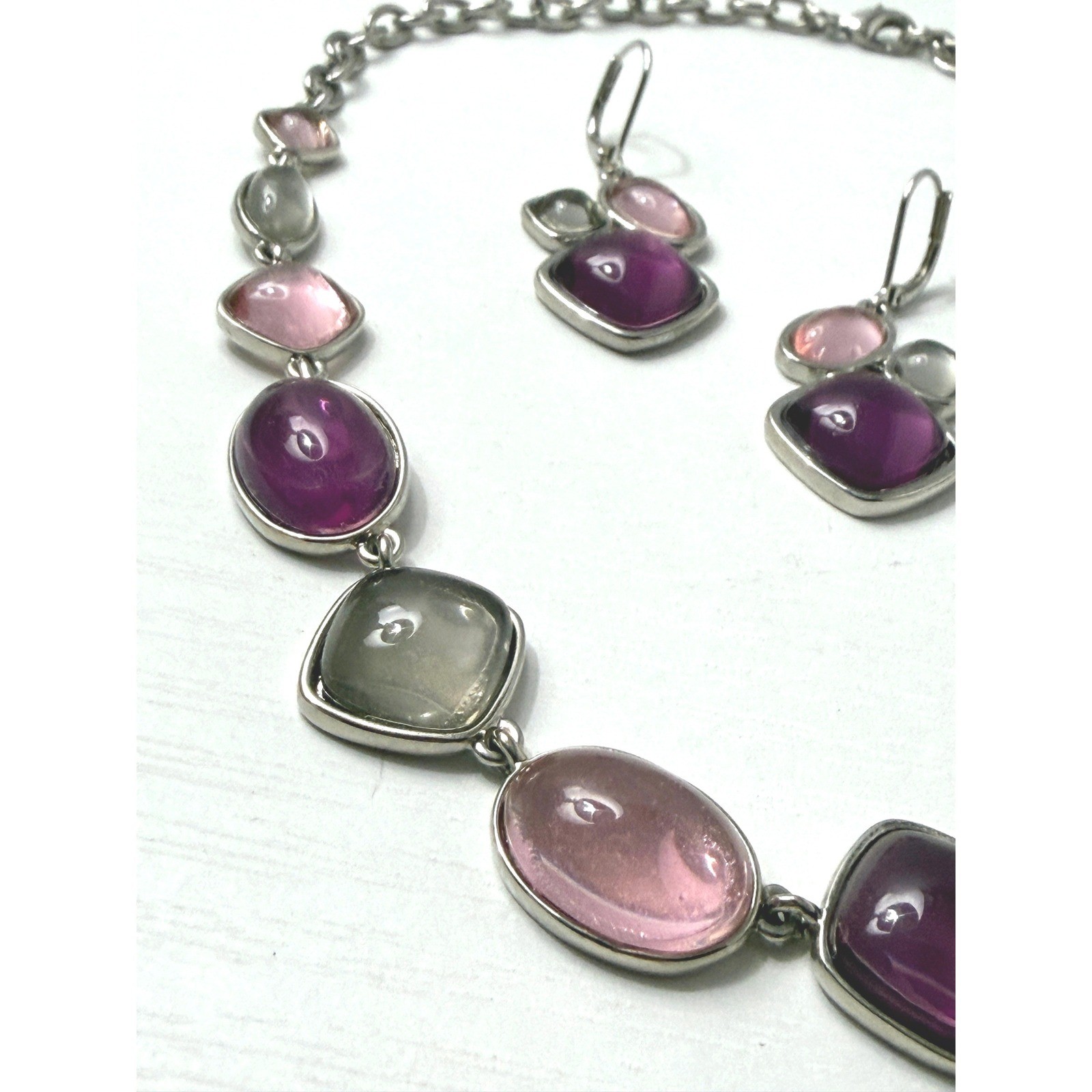 Napier Necklace Earrings Open Bezel Set