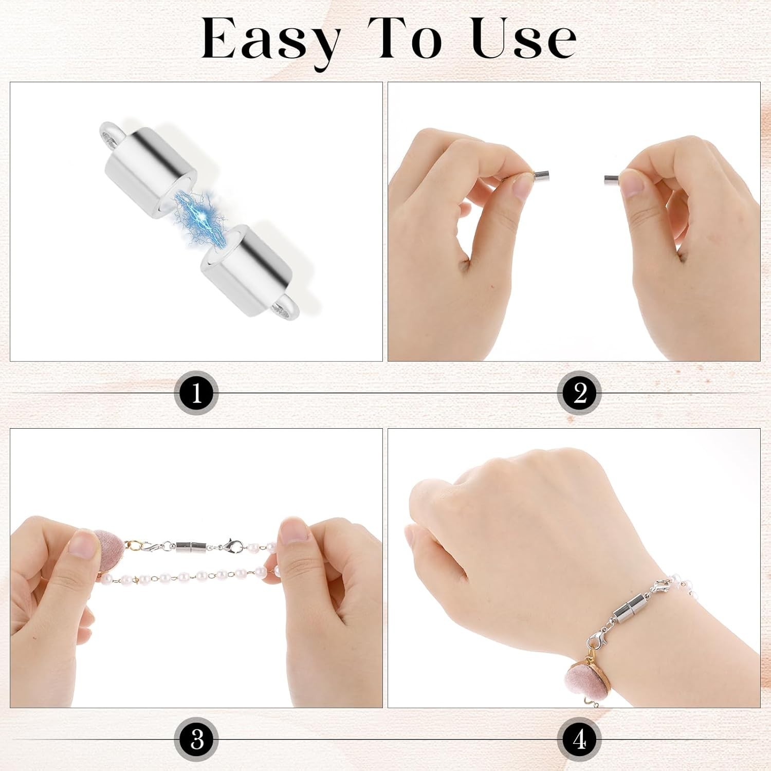 5Pcs Silver Magnetic Necklace Extender, Magnetic Necklace Clasps and Closures