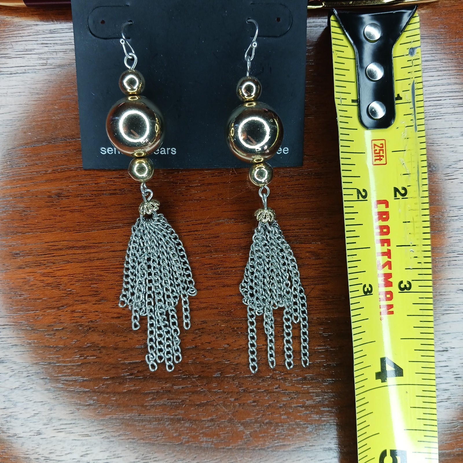 Sterling Silver Earrings Dangle Tassel Bead & Hook Sensitive Ears Nickle Free