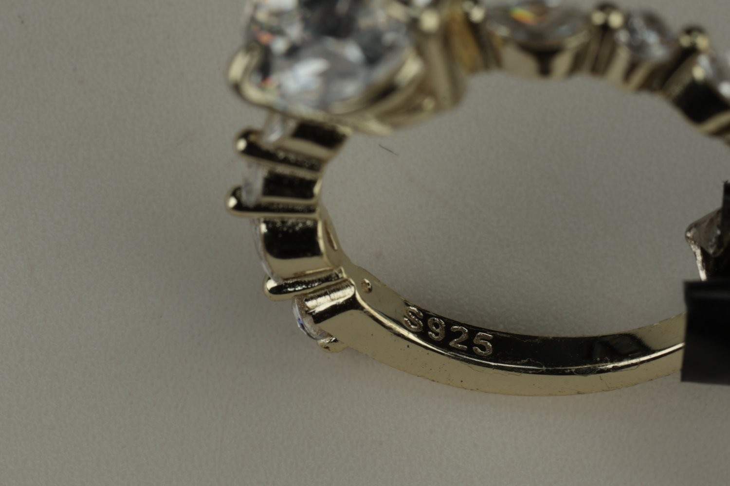 Sterling Silver S925 Oval Cubic Zirconia Ring Size 5 Gold Plated 3.33g