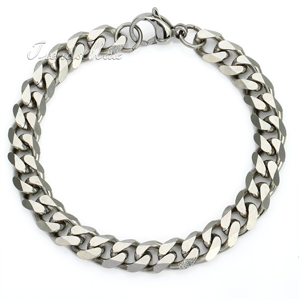 3-11MM 7-11″ Silver Stainless Steel Curb Cuban Chain Bracelet Hand Wrist Jewelry