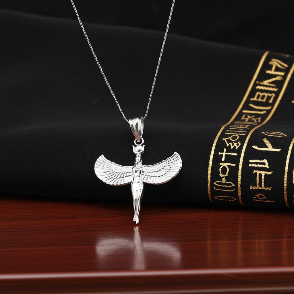 Sterling Silver Isis Egyptian Goddess Pendant Necklace