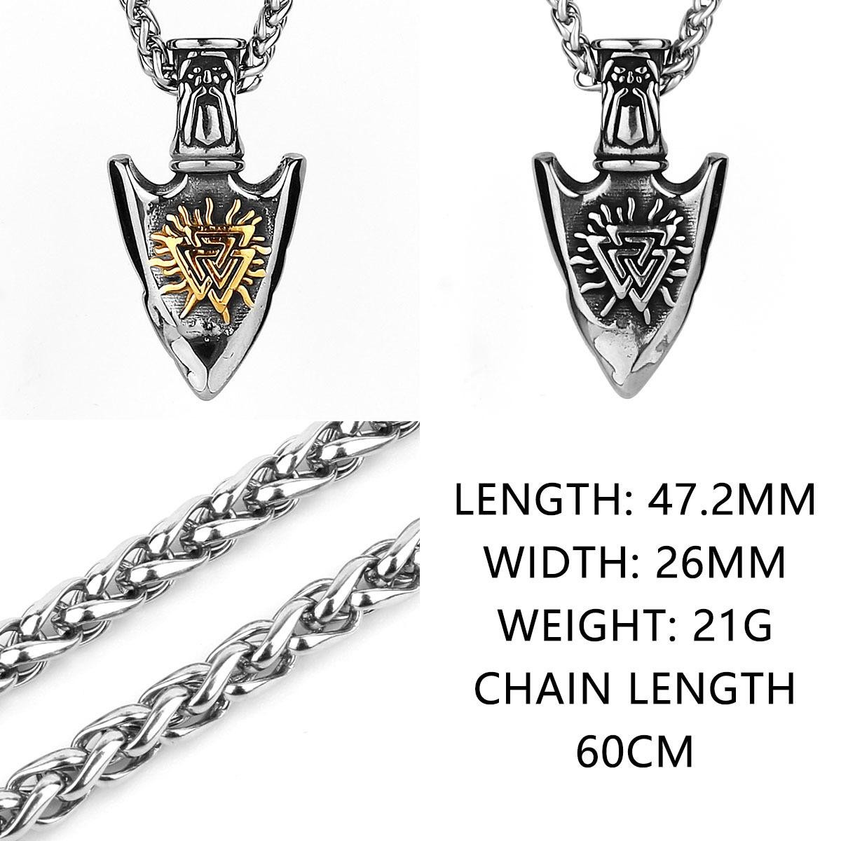 Viking Nordic Odin’s Knot Rune 316L Stainless Steel Pendant Necklace for Men