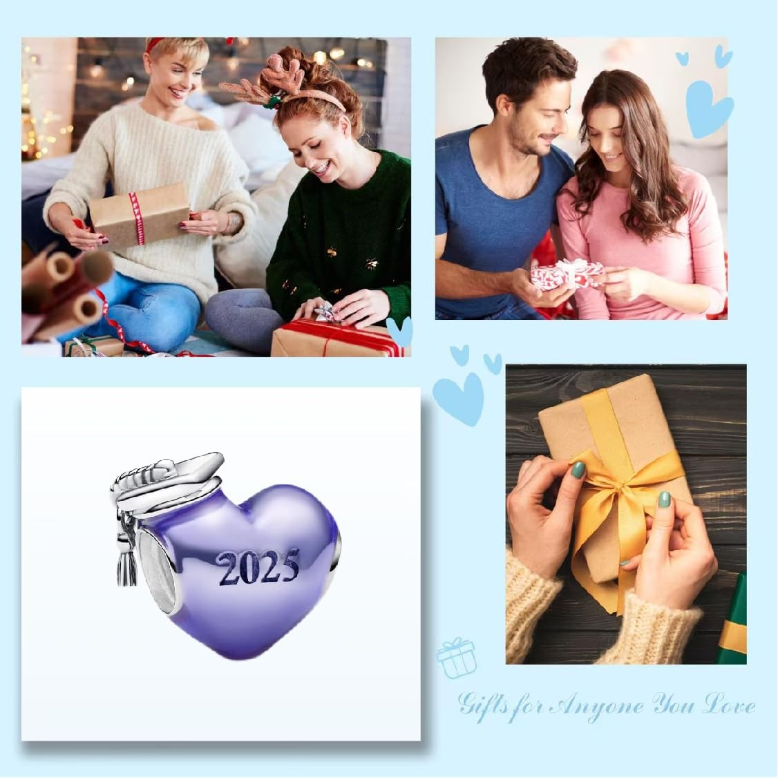 2025 Graduation Charms Compatible for Bracelets Heart Graduation Cap Charm Je…