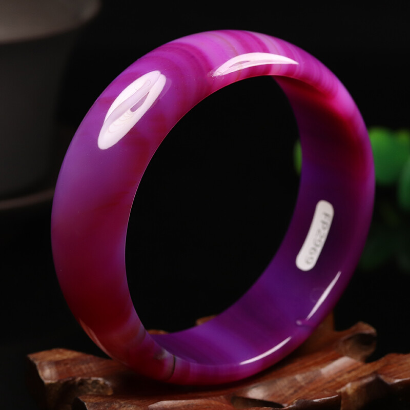 59mm Natural Lavender Purple Chalcedony Jade Bangle Bracelet Agate Bangle 05991