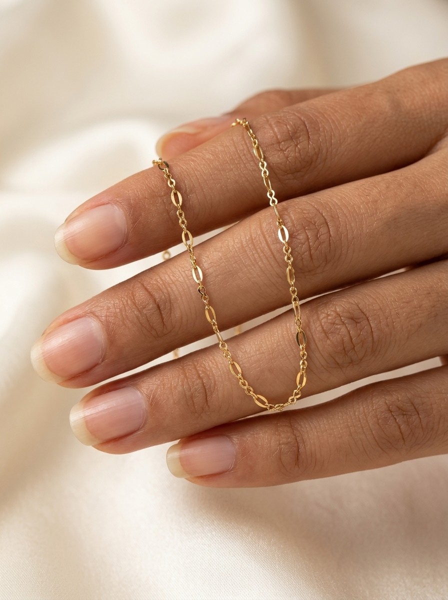 18K Gold Plated Dainty Link Chain Necklace for Women Waterproof & Anti-Tarnish