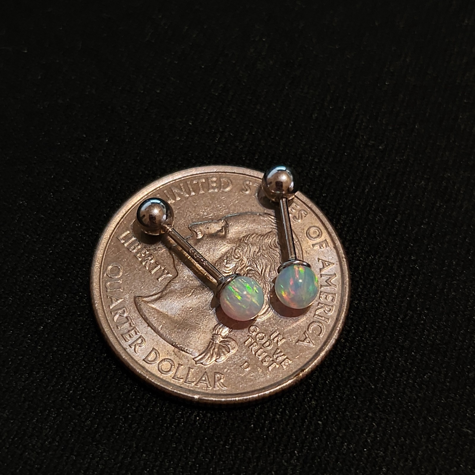 925 Sterling Silver 4mm Natural Round White Fire Opal SMALL Earrings Screw Back