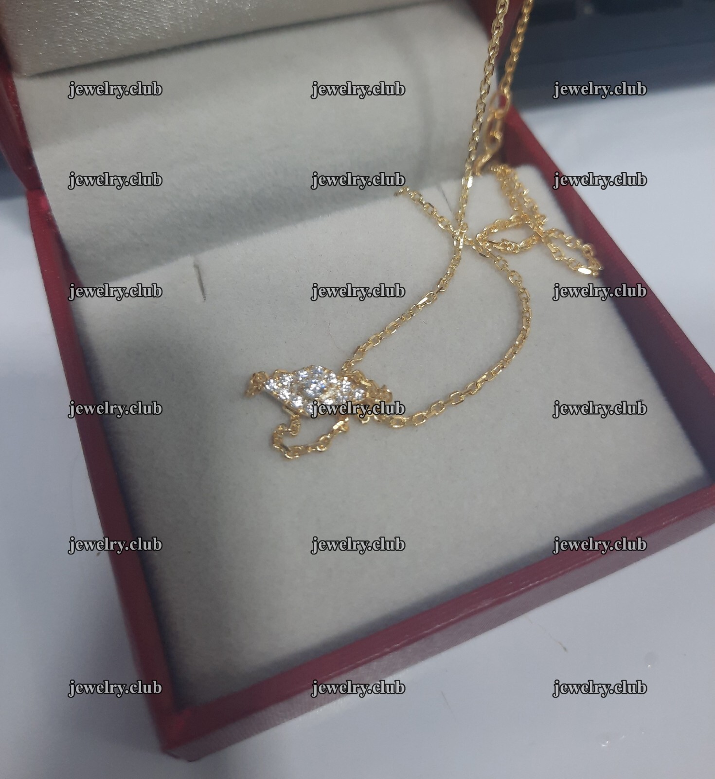 0.25Ct Simulated Diamond Evil Eye Charm Pendant Necklace 14K Yellow Gold Plated
