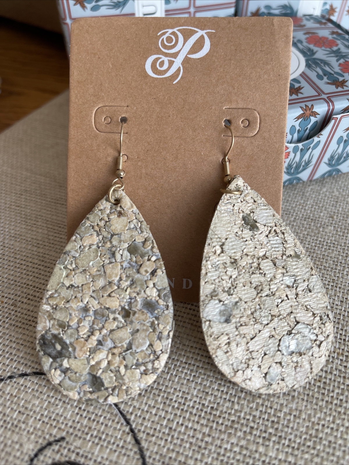 Plunder Design Trendy Fashion Jewelry Emilee Oval Cork Drop Dangle Earrings