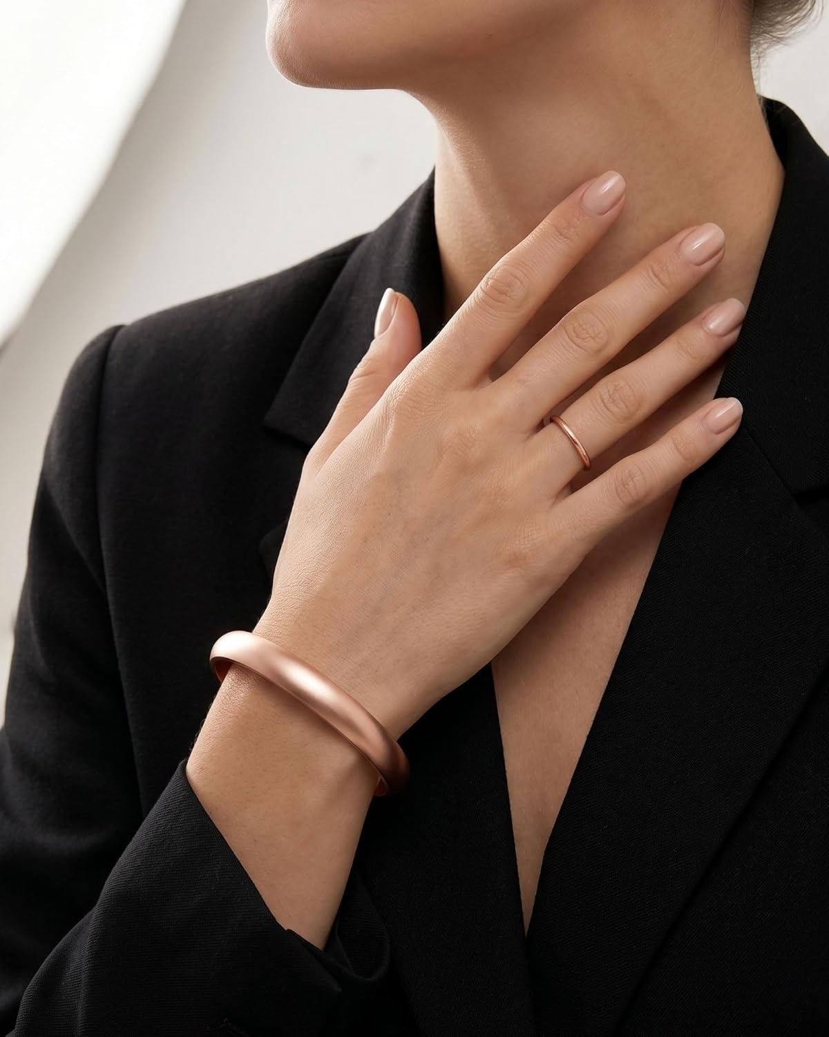 99.9% Pure Copper Bracelet & Ring Set – Adjustable, Elegant Gift for Women