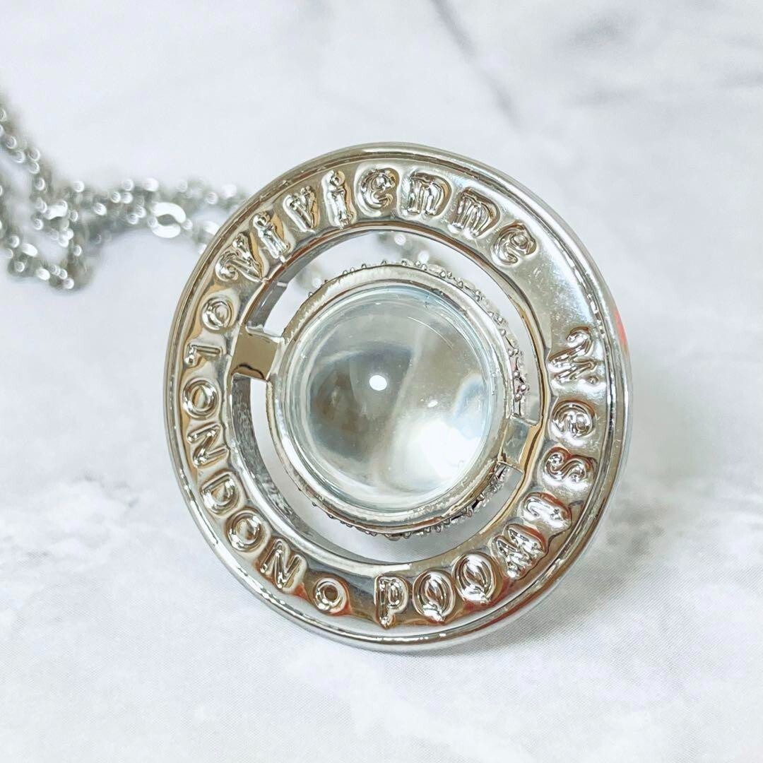 Vivienne Westwood Tiny ORB Full Rhinestone Necklace Silver Pendant Outlet 2.5cm