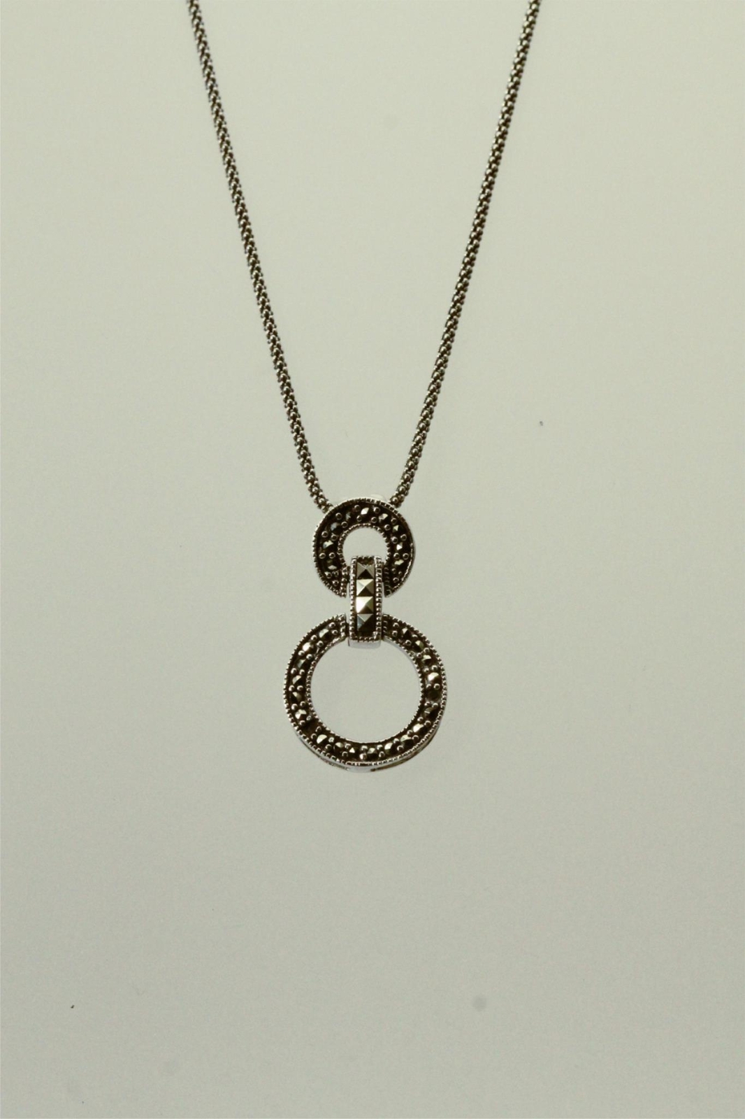 925 Sterling Silver Marcasite Pendant & Popcorn 18″ Long Chain 6.6 Grams NEC5533