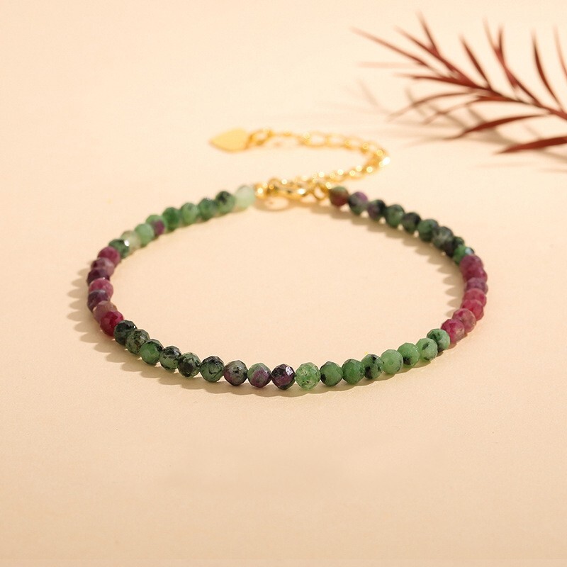 Natural Ruby Zoisite Stone Stone Bracelet Anyolite Gemstone Bracelet Minimalist
